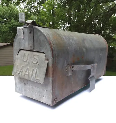 Vintage Antique Galvanized Steel Rural Dome Farmhouse Mailbox Rare Letter Slot • $374.99