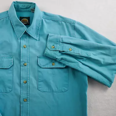 Cabellas Outdoor Shirt Men L Tall Blue Long Sleeve Button Up Casual Outdoors • $24