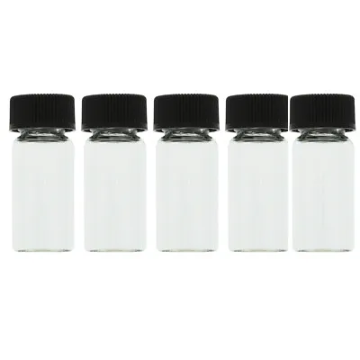 5 PC Mini Clear Glass Vial Bottles Caps 1 3/8 Tall 4 ML Gold Panning Prospecting • $8.44