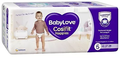 BabyLove Cosifit Nappies Size 5 (12-17kg) | 84 Pieces (3 X 28 Pack) • $49.85