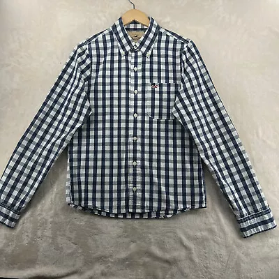 Hollister Men Size M Blue Plaid Long Sleeve Casual Shirt • $14.99