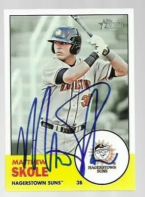 2012 Heritage Hagerstown Suns MATT SKOLE Signed Card Autograph WHITE SOX RC • $2.34