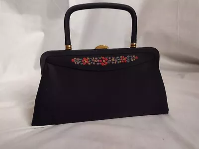 Vintage Satin Beaded Handled Evening Cocktail Purse • $15