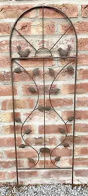 Garden Trellis Wall Climbing Plant Support Metal Frame Rust Effect Birds Leaves • £22.98