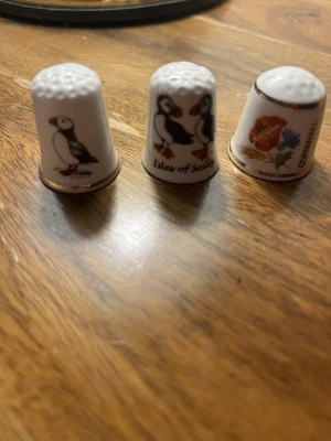 £0.99 • Buy China Thimble Set Of 3 Cornish Theme