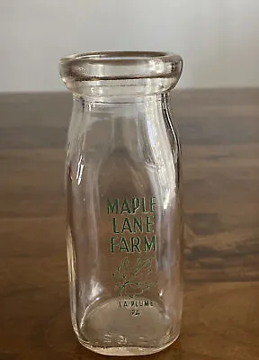 Vintage '62 Maple Lane Farm Dairy Yellow Paint Half Pint Milk Bottle La Plume Pa • $22.99