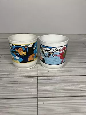 Arbys Yogi Bear & Boo Boo Plastic Mug Cup Hannah Barbera Vintage 1993 Lot Of 2 • $7