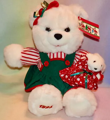 Dan Dee 1995 White Bear * Red And Green Christmas Dress * Cute * 17 In * New • $25.63