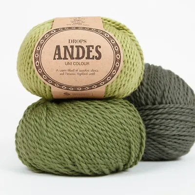 Chunky Wool And Alpaca Knitting Yarn DROPS Andes Bulky Yarn 100 G • $6.70