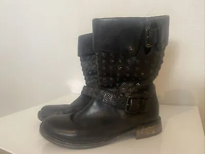 UGG Australia Conor 1003605 Studded Black Leather & Shearling Mid Calf Boots • $45.99