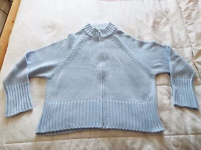 Ladies M&S Long Sleeve Light Blue Zip Up Short Length Cardigan Size UK 22 • £10.99