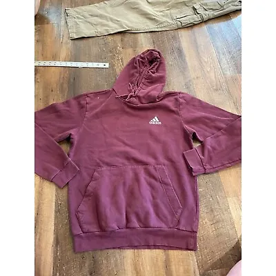 Adidas Maroon/Burgundy Essential Pull Over Sweatshirt Hoodie Men’s Size Small • $14.99