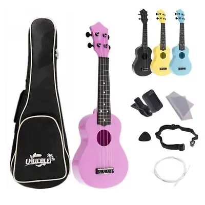 4 Strings 21 Inch Soprano Ukulele Bag Tunner Full Kit Kid Acoustic Hawaii Guitar • $50.04