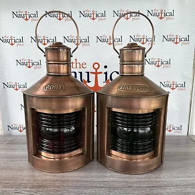 Port & Starboard Lanterns Antique Brass Finish Nautical Oil Lamps Ship Lights • $69.94