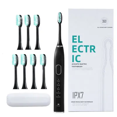 Electric Toothbrush For Adults Rechargeable With Travel Case Timer 5 Modes Black • $20.89