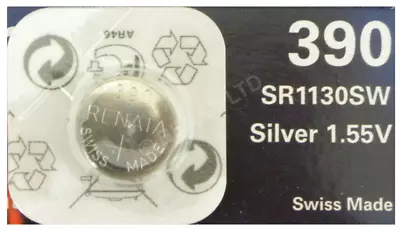 390 SR1130SW | RENATA Swiss | Silver Oxide Watch Battery |1.55v| 1 X Single Pack • £1.89