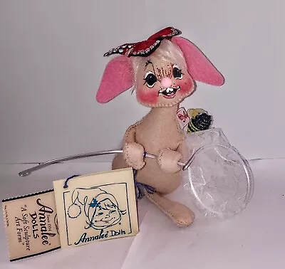 Vintage 1999 - 7  ANNALEE  Bunny W Butterfly & Butterfly Net W Tags ~ Free Shipp • $23.99