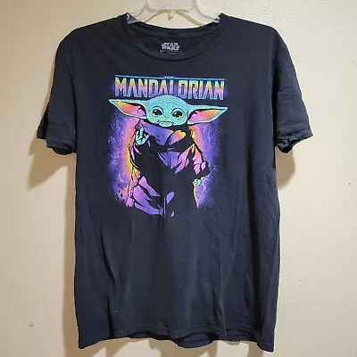 Star Wars V Fifth Sun Mandalorian Grogu Baby Yoda Graphic T Shirt Large USED • $9.95