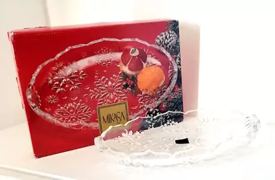 Mikasa Crystal Snowflake Sweet Dish Dessert Candy Tray NIB Vintage Christmas • $13.99