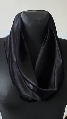 Handmade Cowl Snood Neck Warmer Scarf Velvet - Plain Black • £8.49