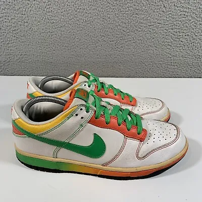 Nike Sb Dunk Low 6.0 White Rasta Green Orange Size 8.5 Shoes Sneakers 314142-131 • $109.99