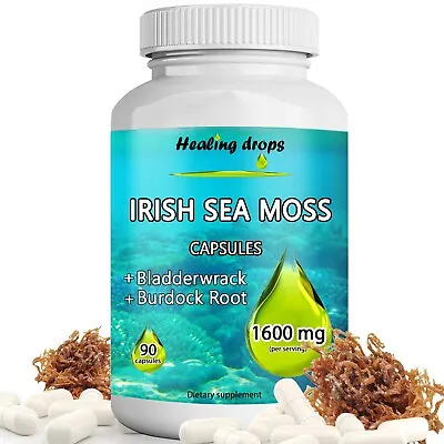 Sea Moss Capsules With Bladderwrack & Burdock Root Wildcrafted Gel Powder • $15.93