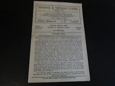 TOOTING & MITCHAM UNITED  V  LEYTONSTONE  1948/9  LONDON SENIOR CUP 3rd  APRIL 9 • $16.41