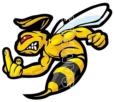 60MM WASP THE FINGER STICKER DECAL Motorbikes Scooters Helmets Leg Shields. • £2.99