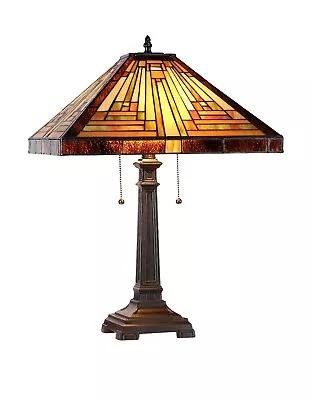 RADIANCE Goods Tiffany-style 2 Light Mission Table Lamp 16  Shade • $148.60