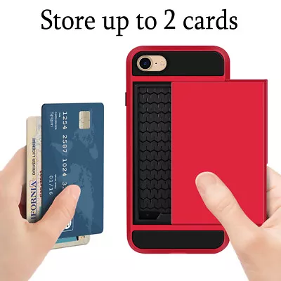 For IPhone 7+ 8+ Red Credit Card Slot Heavy Duty Strong Rugged Hard Case Cover  • $12.50