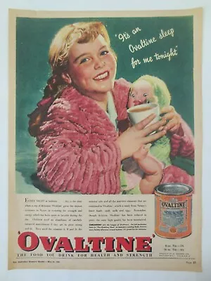 Vintage Australian Advertising 1948 Ad OVALTINE FOOD DRINK Girl & Doll Art  • $21.95