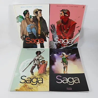 Saga Graphic Novel 1 2 3 4 Image Comics Brian K Vaughan Fiona Staples Bundle Lot • £19.99