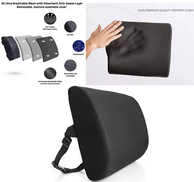 $72.31 • Buy Lumbar Back Pillow Support Cushion Memory Foam/Mesh Home Office Car Seat Chair B