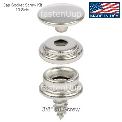 DOT* Snap Cap Socket 3/8  #8 Screw Stainless Steel Kit 10 Sets Marine Canvas • $13.55
