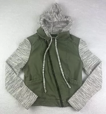 Mossimo Supply Co Women's Green Jacket Knit Sleeves Hooded Zip Up Size XS • $9.36