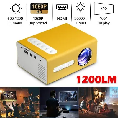 £44.99 • Buy Kid 1080P Portable Mini LED Projector 3D HD Video Home Theater Cinema Multimedia
