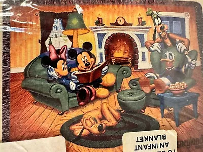 Vtg Disneyland Resort Character Tapestry Throw Mickey Minnie Blanket 60”x50” NOS • $22