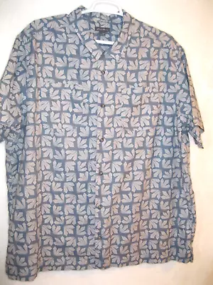 Eddie Bauer Shirt Mens Size T3X Short Sleeve Tropical Print  - Hemp/Cotton Blend • $9