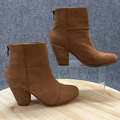 Vince Camuto Boots Womens 9.5 M Hadley Side Zip Ankle Bootie Brown Leather Heels • $22.79