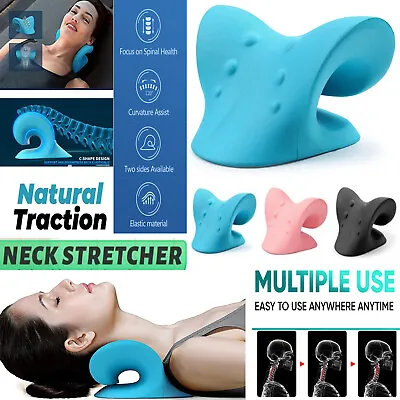 Neck Stretcher Cervical Traction Pillow Pain Relief Adjustable Shoulder Massager • £9.75