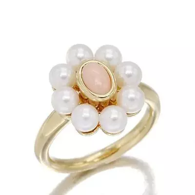 MIKIMOTO K18YG Pearl Conch Shell Ring Yellow Gold #291 • $924.81