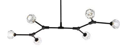 Elegant Lighting 3508D50 Zayne 6 Light 28 W Multi Light Pendant - Black • $400