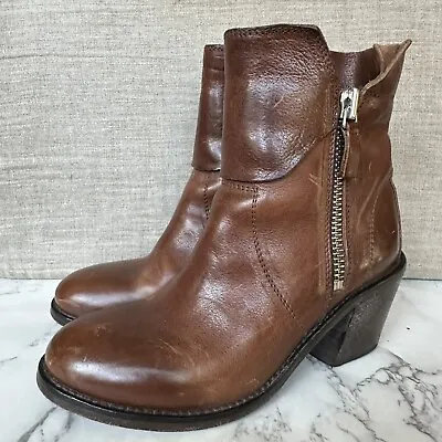 MOMA Women's Brown Leather Heeled Ankle Boots US6 EU 36 Handmade In Italy • $85