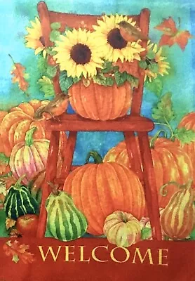 Welcome Sunflower Pumpkin Leaves Chair Bird Fall Mini Window Garden Yard Flag N • $8.97