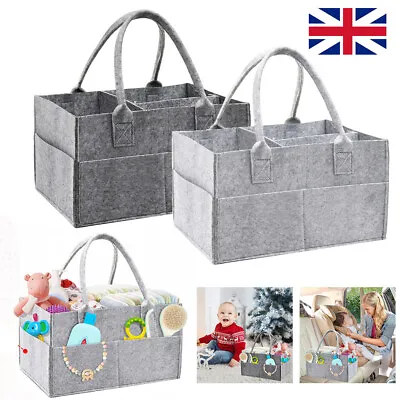 Felt Baby Diaper Organizer Caddy Changing Nappy Kids Storage Carrier Grey Bag UK • £6.99