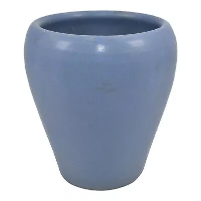 $50 • Buy Zanesville Stoneware 1930s Arts And Craft Pottery Matte Blue Ribbed Vase 510