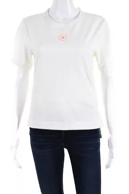 Adidas By Stella McCartney Womens Laser Cut Short Sleeve Tee Shirt White Sz 2XS • $40.81