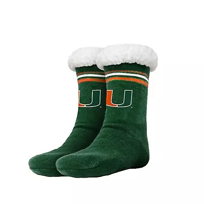 Miami Hurricanes Women's Stripe Logo Tall Footy Slippers New Size 6-10 Non Skid • $15.92