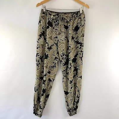 Caroline Morgan Womens Viscose Harem Pants Elastic Waist & Cuffs Paisley SIZE 10 • $12