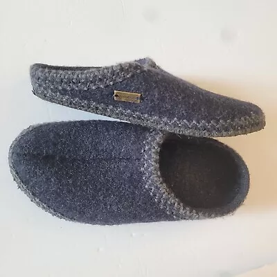Haflinger Slippers Womens Flats Slip On Clogs Mules Blue Wool Fabric Comfort • $29.99